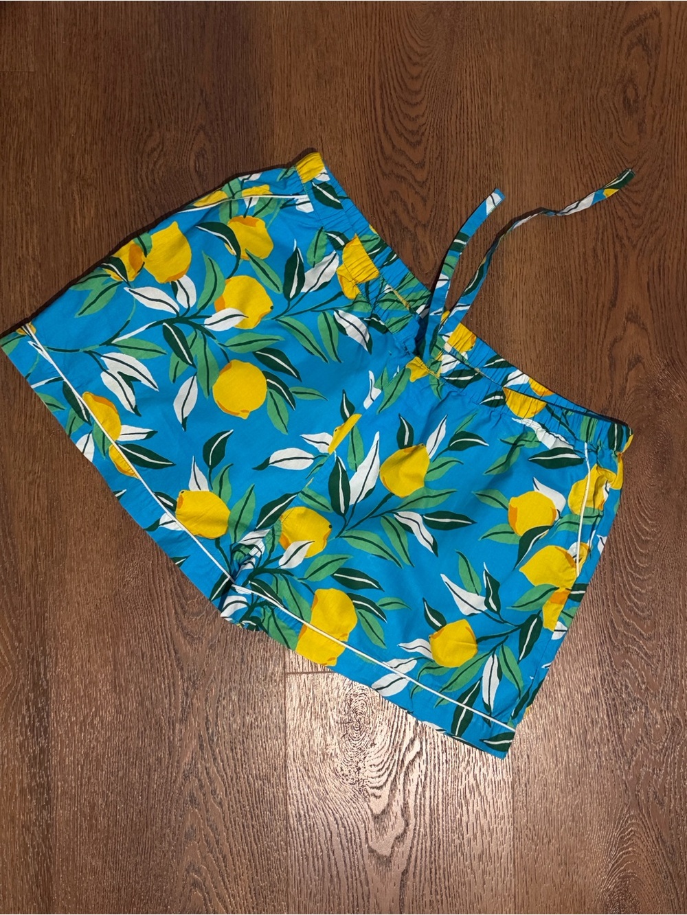 PRINT FRESH Women’s Blue Lemon-Print Drawstring Pajama Shorts XL
